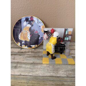 Sass n Class Annie Lee Hot Water Cornbread Figurine & Collectible Plate Set of 2